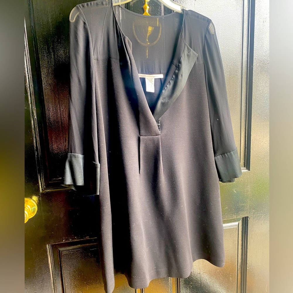 Diane Von Furstenberg Vintage Sheer Top Bell Sleeve Mini Dress